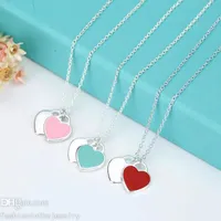 Mode halsband designer smycken lyx jubileumsgåva blå röd rosa silver hjärta nyckel pendlar halsband för kvinnor flickvän grossist halsband i bulk