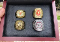 4PCS Texas Longhorn Rose Bowl SEC Team Champions l'anello di campionato con scatola di legno Uomini Fan regalo 2020 all'ingrosso Drop Shipping