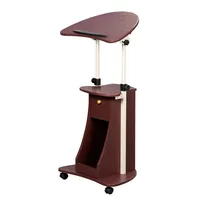 US Stock Commercial Furniture Techni Mobili Sit-to-Stand Rolling Adjustable Laptop Cart With Storage, Chocolate a23