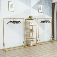 Loja de roupas de ferro exibir prateleira comercial móveis de aterragem de ouro rack de decoração simples saco de decoração pendurado racks de pano
