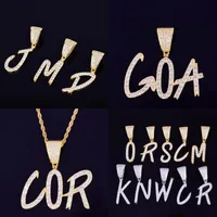 A-Z Custom Name Gold Tennis Chain Men&#039;s Letters Necklaces & Pendant Zircon Hip Hop Jewelry With 3mm rope Chain 83 M2