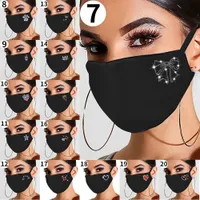 Sparkling Rhinestone Mulheres Jóias Máscara Elástica Magia Lenços Reutilizáveis ​​Moda Facial Máscaras Bandana Masks Headwears
