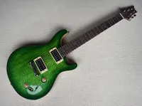 Factory Custom Green Electric Guitar With Chrome Hardware,Flame Maple Veneer,HH Pickups,Can be customized