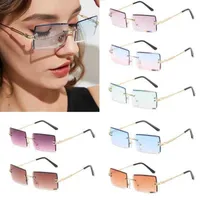 Outdoor Eyewear Retangle Rimless Sunglasses Women Men Shades Sun Glasses Small Retro Gradient Frameless UV400 Cycling Equipment