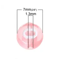 Doreenbeads Acrylic Spacer Beads Flat Round Pink ALPHABET/LETTER نمط حوالي 7 مم (2/8 ") DIA ، HOLE: تقريبًا 1.3 مم ، 500 PCS Y200730