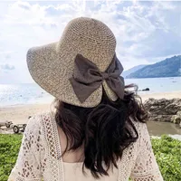 Wide-brimmed Hat Large Beach Hat Panama Womens Straw Uv Protection Foldable Sun Protection Holiday Outdoor Sport