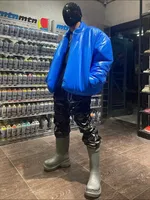 재킷 블루 코트 힙합 탑 남성 여성 1 고품질 대형 스트리트웨어 오버 코트