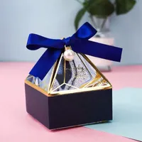 Marry Candy Box Pagoda Shaped Silk Ribbon Diamonds Return Gift Wrap New Pattern Small Large Packing Boxes Pink High Quality 0 38xp M2