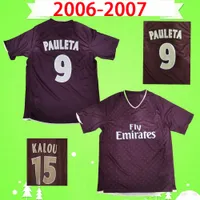 PSG jersey ayak de 2007 2006 futbol forması Retro 06 07 klasik kırmızı paris uzakta eski futbol forması # 25 Rothen 15. KALOU 9. Pauleta Maillot