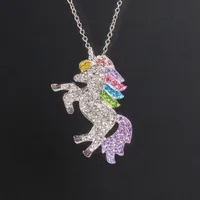 Einhorn Halskette für Frauen Baby Tier Kristall Halskette Mädchen Regenbogen Pferd Halsketten Anhänger