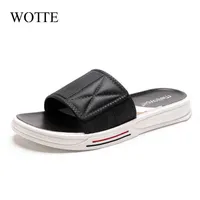 Wotte Slippers Summber Room Shoes Bathroom Black Flip Flops Fashion Pool s Soft Sole Beach Slides Men 220308