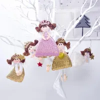 Dekoracje świąteczne Dekoracja Piękne cekiny Angel Dolls Wiszące dzieci Prezenty zabawki rzemieślnicze wisior drzewa na rok wystrój 1