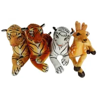 Realistic suave animais pelúcia pelúcia brinquedo tigre listrado marrom branco para crianças presentes de aniversário favores da festa de Natal