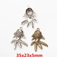 20pcs 35*23MM Vintage bronze Silver color goldfish fish charms China auratus pendant for bracelet earring necklace diy jewelry