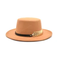 جديد كلاسيكي الكاكي شقة الأعلى الرامي قبعة الصوف فيدورا قبعة للنساء واسعة بريم الأعلى جاز قبعة أنيقة بنما القبعات