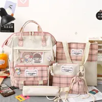 5 набор женщин рюкзак harajuku шлеп школьные сумки для девочек девочек мальчик kawaii студент студент детская книга bagpack rucksack 2022 220224