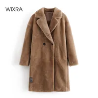 Wixra Womens Coat 숙녀 가짜 밍크 모피 outwear 긴 재킷 느슨한 거리 스타일 따뜻한 오버 코트 가을 겨울 201212