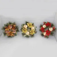 Dekorativa blommor kransar Jul advent krans Garland Artificial Holiday Candle Holder Centerpiece Season Decorations1