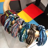 Wolle Haarband Wide Rand Strick Color Bar Herbst- und Winterhaare Reifen Frauen Mode Stirnbänder Zubehör 4 6CX K2B