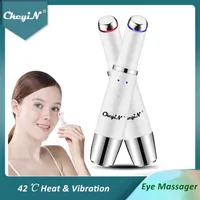 CkeyiN Ionic Eyes Massager Wand 42 Heated Eliminate Eye Bags Puffy Dark Circle Skin Care Anti-wrinkle Rechargeable 220224