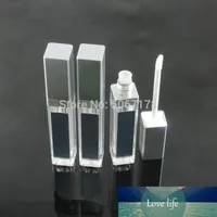Acryl lege make-up diy lip glanst fles zwart / zilver vierkant lip glanzend buis met led licht spiegel labiale glair