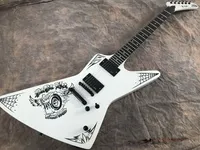 Becoda Electric Guitar ES P, 메이플 우드 목, 흰색 색상, 개성의 검은 색 패턴 활성 픽업