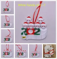 FedEx 2020 Cuarentena Ornamento de Navidad Familia blanca de 1-7 Decoración DIY Nombre DIY Resina Decoraciones de árboles de Navidad Pandemic Social Distancia