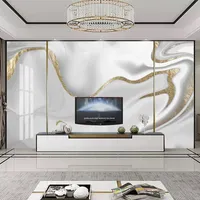 Benutzerdefinierte Tapete Tapete Moderne 3D Golden Line Jazz White Marble Tapete Wohnzimmer TV Sofa abstrakte Kunst-Wand-Papiere Home Decor