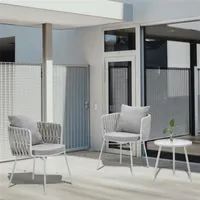 USA Hohe Qualität Couchtisch Sets Indoor Patio Balkon Outdoor White Grey Stuhl Garten Set Rattan Stühle Patio Möbel 3 stücke A39 A10