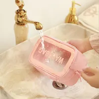 PVC Clear Cosmetic Bag Travel Makeup Kapacitet Portable Toalettsaker Väska Vattentät Tvättlagringspassar Utomhus Beach Väskor Multifunktionsväskor