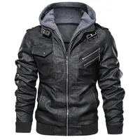 veste cuir homme Leather Jackets Men Autumn Winter Casual Hooded Coats Mens Motorcycle Biker Leather Jacket 4XL Jaqueta Couro 201127
