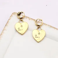 Women Classic Designer Brand Letter Print High Quality Alloy Heart Earrings Gold Color Word Ear Studs EarRing for Womens Fashion Jewelry Accessories