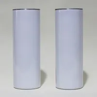 20OZ SULLIMATION Gerade dünne Tumbler leeren weißen dünnen Edelstahlbecher 20 oz Vakuum isolierte doppelwandige Tassen und Kunststoffhalm