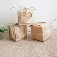 Kraft Paper Gift Box Gift Wrap Candy Fashion Love Heart Case Packing Vintage Square Souvenir Container European Style 2020 0 18KT F2