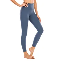 High Waist Solid Color Double Face Schleifen Haut Nude Yoga Pants Gym Kleidung Frauen Jogging Fitness Workout Frauen Gamaschen-Strumpfhosen