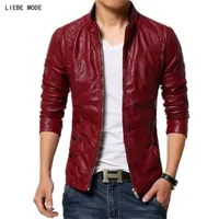 High Quality Leather Jacket Men Faux Leather Motor Biker Jackets Stand Collar Patchwork Pu Coat Black Red Khaki Plus Size 6XL 201105