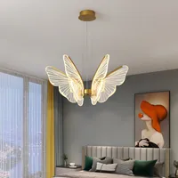Nova borboleta LED Pingente Lâmpada Moderna Criativa Jantar Sala de estar Quarto Children's Room Decorativo Candelabro
