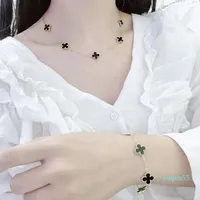 패션 stainls 강철 여성 클로버 세트 쥬얼리 럭셔리 18K 금 목걸이 팔찌
