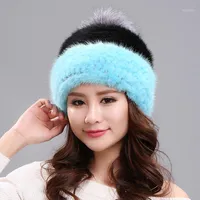 Women's Natural Mink Hat Warm Winter Hats for Women Large Fur Pompom Autumn Bonnet Gorros Mujer Invierno MY8121