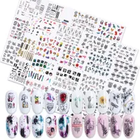 Смешайте разные модели Полные наклейки для ногтей INS Водонепроницаемые красочные Цветы Черный Белый DIY Ногтей Арт Ногтей Польский Микс Дизайн оптом