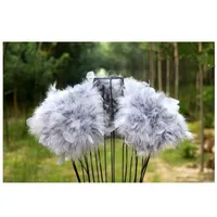 Scarves Women Wedding Fur Shrug Real Ostrich Feather Cape Shawl Stole Poncho For Bride S891