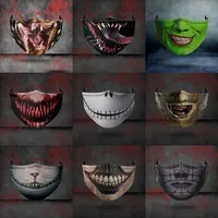 9 estilos de Halloween máscara assustador à prova de poeira Anti-fog PM2.5 respirável laváveis ​​adultos ajustável máscaras de protecção entrega rápida
