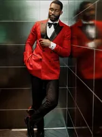 Handsome Embossing Groomsmen Double-Breasted Groom Tuxedos Men Suits Wedding Prom Dinner Man Blazer(Jacket+Tie+Pants) T373