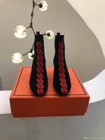 Hot Sale Autumn Winter 2019 Ny produktlanseringar Högkvalitativa stickade och Ankel Boot Chunky Heels Women Boots