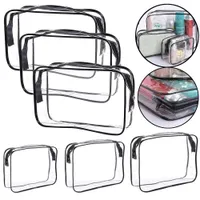 Clear Toiletry Bag Waterproof PVC Zippered Carry Pouch Portable Makeup Bag Organizer Bag Set for Travel