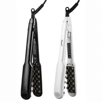 Hair Volumizing Iron 2 IN 1 Straightener Curling Ceramic Crimper Corrugated Curler Flat 3D Fluffy Styling Tool 53 220124