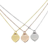 Stainless Steel Fashion Necklace Jewelry Heart-Shaped Pendant Love gold Silver Necklaces For Women&#039;s Party Wedding Gifts NRJ