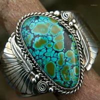 Pierścienie klastrowe Vintage Turquoises Big for Women Bague Femme Boho Ethnic Retro Antique Ring Men Mode Bejdia Akcesoria Z5x7451