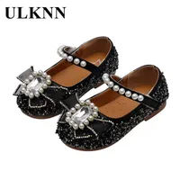 Zapatos de cuero de Ulknn para niñas Pisos de moda para niños niños 2021 primavera verano princesa zapatos de fiesta casual arco calzado redondo TOE1