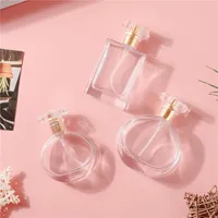 30 ml 50 ml platte ronde parfum glazen fles transparante vierkante spray flessen cosmetische parfum fles bottelen van parfum